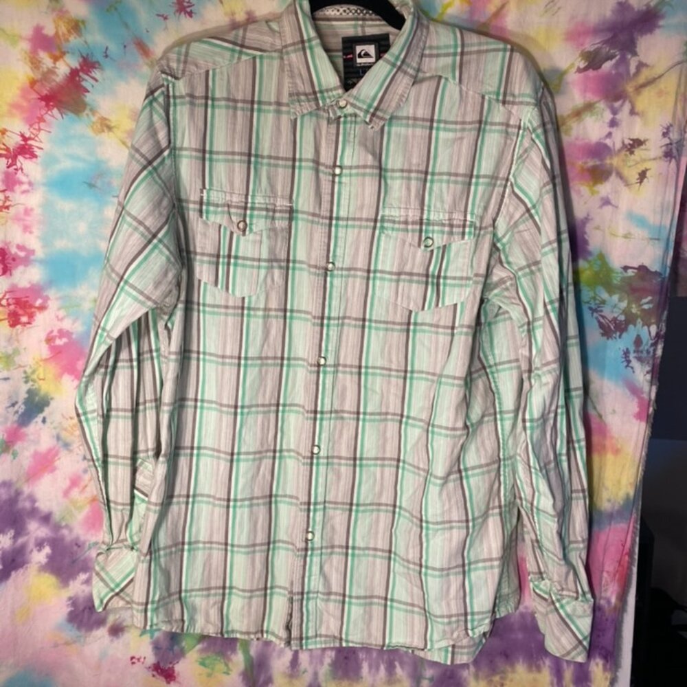 Quicksilver - Button Down long sleeve shirt - plaid - Men's Large